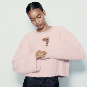 NWT ZARA METALLIC FAUX FUR SWEATER TOP